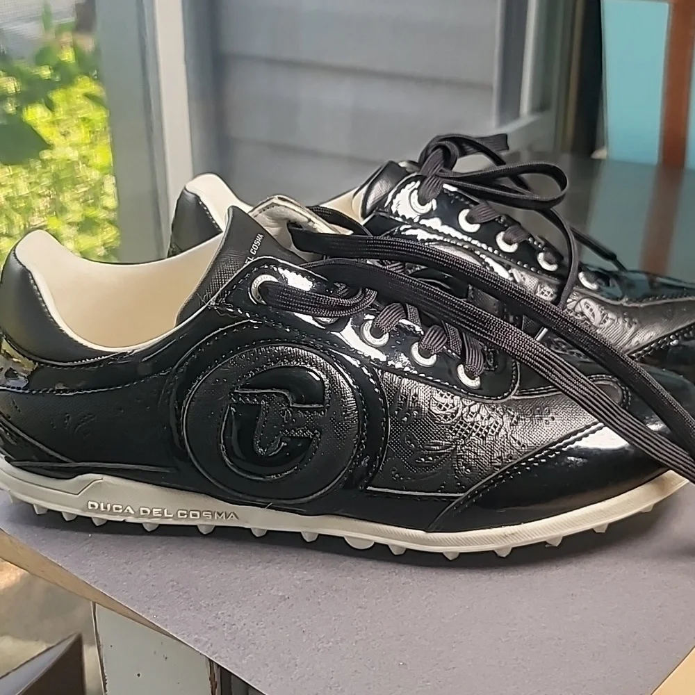 Duca Del Cosma Women's Golf Shoes Size 9 Black Patent Italian Leather - Picture 2 of 13